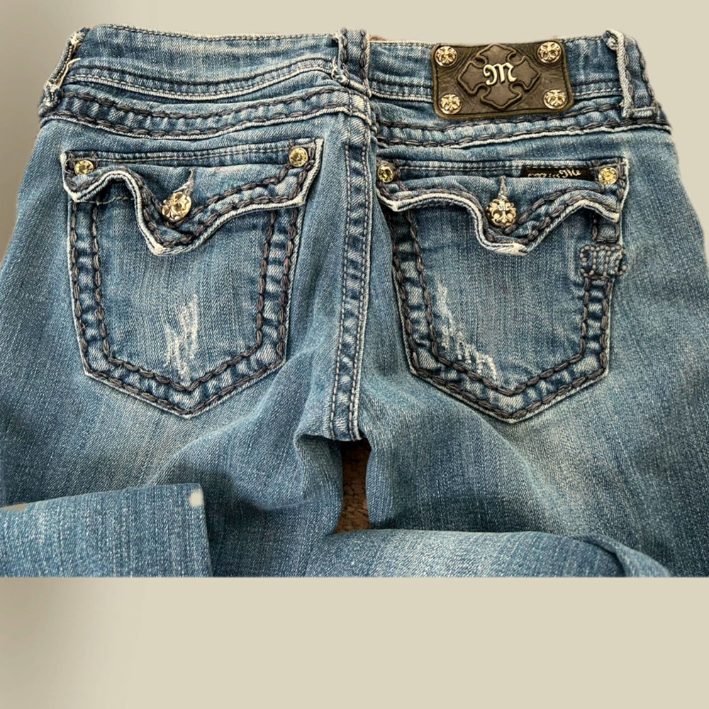 Miss Me Blue Boot Cut Jeans with Distressed look